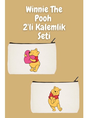 Özgürce Sevimli Winnie The Pooh 2'li Makyaj ve Organizer Seti, Kalemlik, Cüzdan, Bez Çanta
