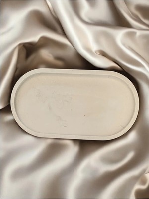 Bernami Pinterest Dekoratif Tabak Tepsi Oval Sunumluk, Beton Tekli Beyaz
