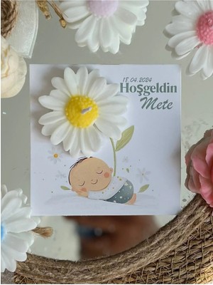 Bernami Pinterest 20 Adet Özel Tasarlanmış Kart ve Papatya Mum. Bebek Doğum, Babyshower, Doğum Günü, Hediyelik