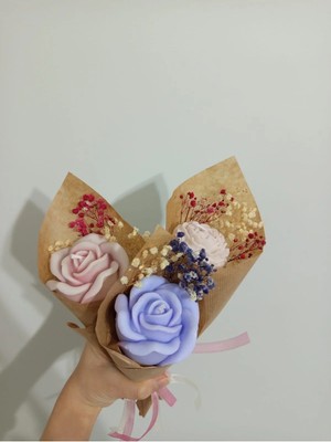 Bernami Pinterest Çiçek Desen Dekoratif Mum Kadınlar Günü, Anneler Günü, Sevgiliye ve Arkadaşa Hediyelik Buket Mum