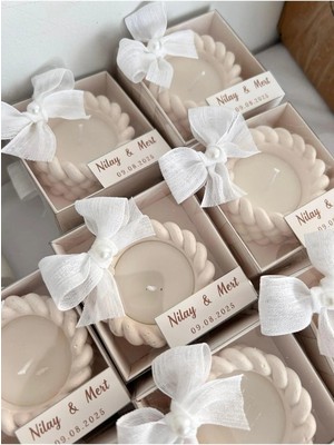 Bernami Pinterest Nikah Nişan Düğün Isime Özel Etiket Süsleme Özel Gün Burgu Mum - 10 Adet