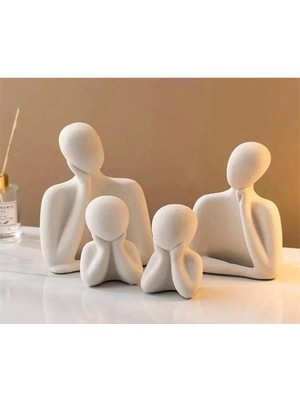 Bernami Pinterest 4 Kişilik Beton Heykel Obje Biblo Aile Beton Minimal Obje Biblo Aile Anne-Baba-2 Çocuk