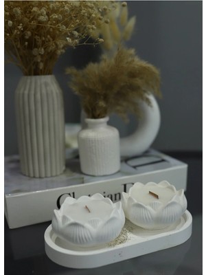 Bernami Pinterest Lotus 2'li Takım Kokulu Mum, Dekoratif Mum