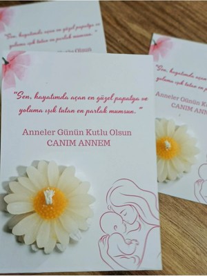 Bernami Pinterest Anneler Günü Mesaj Kartı ve El Yapımı Papatya Mum – “canım Annem” Temalı - 1 Adet