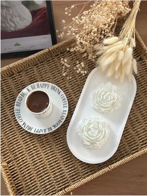 Bernami Pinterest Beyaz Tepsi ile Beyaz Şakayık Mum Seti