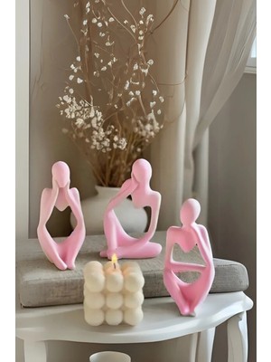 Bernami Pinterest Dekoratif 3’lü Soyut Düşünen Adam Heykel Biblo Obje Hediyelik Masa Süsü Salon Aksesuarı