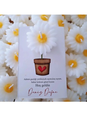 Bernami Pinterest Hoşgeldin Bebek ,papatya Mum Kartlı Nişan,doğum Hediyesi 20 Adet