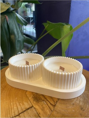 Bernami Pinterest Dekoratif Hediyelik Sunum Atlığı ve Kase Mum 3 Parça Set, Hediyelik Mum