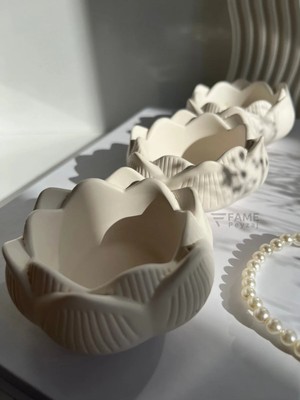 Bernami Pinterest 3lü Lotus Çiçeği Dekoratif Tabak & Kase, Hediyelik, Takı ve Mum Tabağı, Mumluk, Sunumluk, Organizer