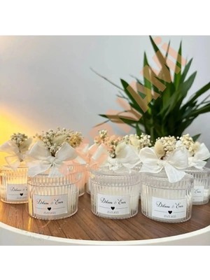 Bernami Pinterest Özel Tasarım Nişan Söz Nikah Dügün Hediyelik Kristal Kapaklı Şekerlik Mum - 10 Adet