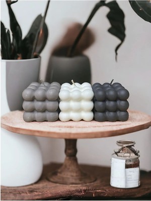 Bernami Pinterest 3 Lü Bubble Mum Beyaz, Gri ,koyu Gri Vanilya Kokuludur