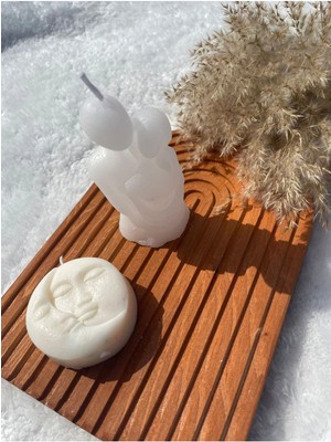 Bernami Pinterest Sarılan Çift ve Ay Güneş Kokulu Mum 2'li Set