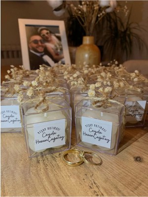 Bernami Pinterest Düğün, Nikah, Nişan, Kına, Söz, Hediyelik Süslü Kutulu Bubble Mum - 50 Adet