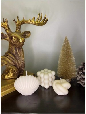 Bernami Pinterest 3'lü Dekoratif Kokulu Mum Seti Beyaz Renk