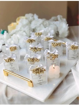 Bernami Pinterest Özel Düğün/nişan/söz/doğum Günü -25 Adet -Lüks Mini Çiçek Buketli Bubble Mum