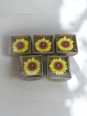 Bernami Pinterest Ayçicek Temalı Mum Hediyelik Düğün, Kına, Doğum Günü, Nişan Söz Hediyesi - 15 Adet