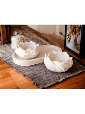 Bernami Pinterest Dekoratif Salon Aksesuar - Oval Stand- Lotus Çiçek Mumluk
