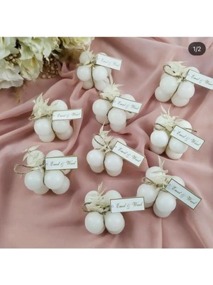 Bernami Pinterest 30 Adet Isme Özel Nişan Hatıralık Beyaz Mini Bubble Mum, Düğün, Nikah Hatıralığı