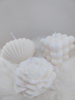 Bernami Pinterest %100 Doğal Soyawax Hediyelik 3'lü (Kalp,istiridye ve Şakayik)Mum