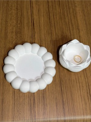 Bernami Pinterest 2’li Dekoratif Taş Tozu Lotus Çiçeği ve Çiçek Tepsi Seti - Şık ve Zarif Tasarım