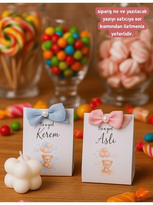Bernami Pinterest 10'lu Ayıcıklı Bubble Mum - Hoşgeldin Bebek Hediyesi - Mevlit Hediye - Kına
