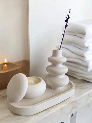 Bernami Pinterest Dekoratif Tepsi Mum ve Biblo 3’lü Set || Iskandinav Model