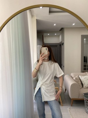 Butik Önü Düğümlü Kısa Kol Bluz