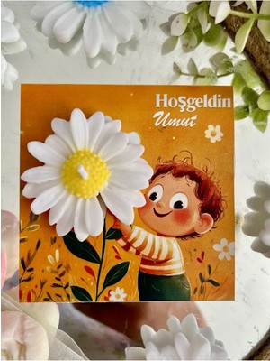 Bernami Pinterest 10 Adet Özel Tasarlanmış Kart ve Papatya Mum. Bebek Doğum, Babyshower, Doğum Günü, Hediyelik