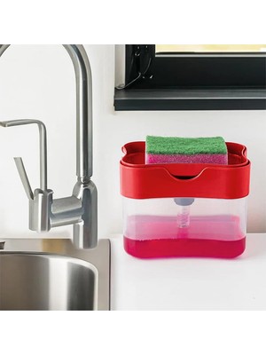 Org-98 Deterjan Hazneli Süngermatik - Sıvı Sabunluk Deterjanlık Organizer - Kırmızı