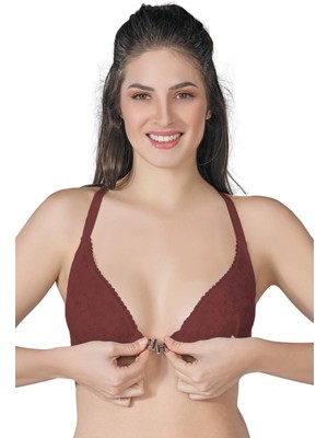 Liyuza Bordo Mı Emay 187 B Önden Açılır Balenli Sporcu Sütyen