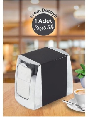 abnturk 1 Adet Krom Detaylı Peçetelik - Çift Taraflı Yaylı Peçetelik - Lokanta Büfe Restorant