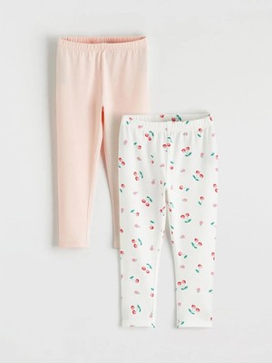 LC Waikiki Ekru Kız Bebek Penye Tayt 2 Li  (S6)