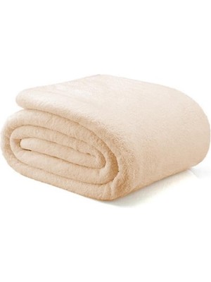 Wellsoft Battaniye Televizyon Battaniyesi Peluş Polar Battaniye Tek Kişilik 170 * 230 Krem