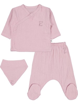 Civil Baby Ayıcık Baskılı Zıbın Takımları - Pembe 0-1 Ay