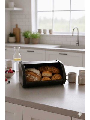 Feyza Design Modern Metal Roll-Top Ekmeklik, Şık ve Şeffaf Tasarım
