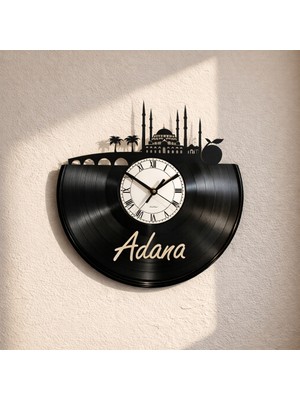Craftverse Adana Şehir Silüeti Tasarımlı El Yapımı Plak Duvar Saati