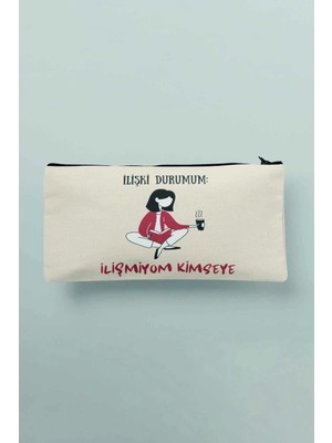 Özgürce Şık Baskılı Bez Makyaj Çantası, Kalemlik ve Cüzdan Çok Amaçlı Kullanım