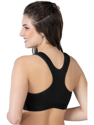 Liyuza Siyah Mı Emay 184 B Önden Fermuarlı Sporcu Penye Sütyen