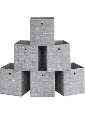 Saklama , 6'lı Set, Saplı Dokusuz Kumaş Düzenleme Kutuları, Saklama, 26 x 26 x 28 Cm, Küp Raf, Katla