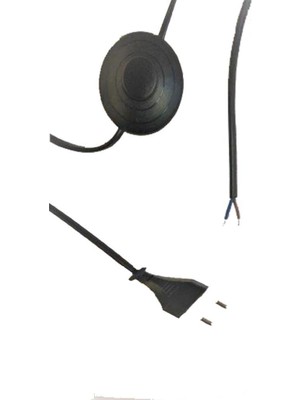 Şahnet Yuvarlak Arapuarlı Fişli Kablo Siyah 4mt (Abajur Masa Lambası Lambader Enerji Kablosu)