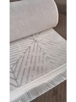 Ince Sık Saten Ipek Dokuma Krem Gri Parlak Salon Koridor Oturma Odası Özel Kesme Halı Yolluk