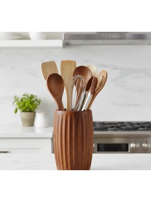 Feyza Design Doğal Ahşap Mutfak Kaşıklık, Şık ve Fonksiyonel Tezgah Üstü Organizer