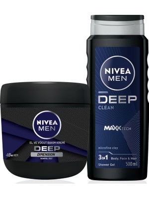 Men Erkek Damat Çeyiz Seti Deep Dimension Duş Jeli 500ML ve Nemlendirici El Vücut Bakım Kremi 400ML