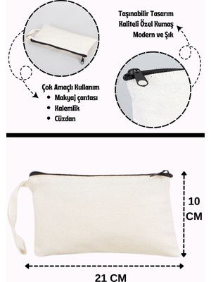 Özgürce Renkli Baskılı Çok Amaçlı Bez Makyaj Çantası Kalemlik Cüzdan