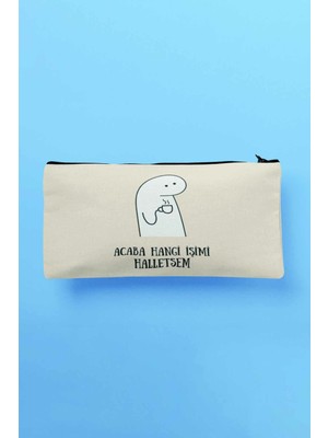 Özgürce Baskılı Bez Makyaj Çantası, Kalemlik ve Cüzdan Çok Amaçlı Organizer