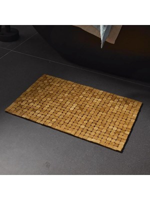 Bambu Banyo Matı, 50X80 Cm, Kaymaz Taban, Doğal Ahşap, Suya Dayanıklı