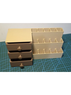 3D Pla Baskı Modern Tasarımlı 3 Çekmeceli Makyaj Organizeri