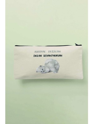 Özgürce Renkli Baskılı Bez Makyaj Çantası Kalemlik ve Cüzdan Çok Amaçlı