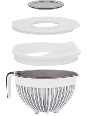 3132 Linea 2 Li Çok Amaçlı Kapaklı Karıştırma Mikser Kabı Pirinç Süzgeci - Beyaz