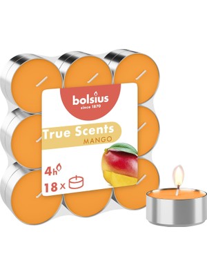 Kokulu Tealight Mum, Mango Kokulu, Sarı Renkli, 18'li Paket, 4 Saatlik Uzun Yanma Süresi - Ev Mumu -